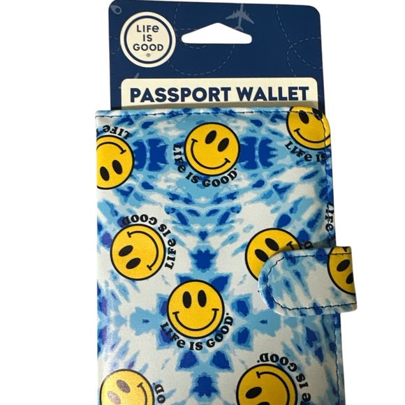 Life is Good Passport Wallet - Blue and Yellow - Picture 1 of 5